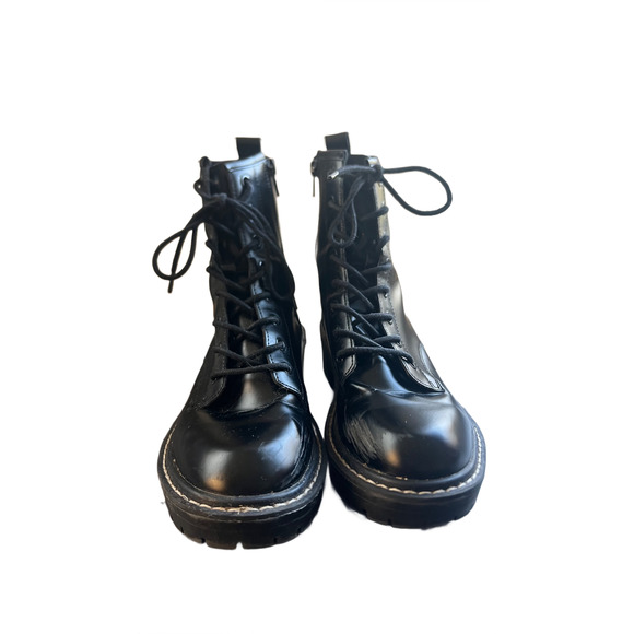 Black Lace Platform Boots Size 8 - Picture 2 of 4